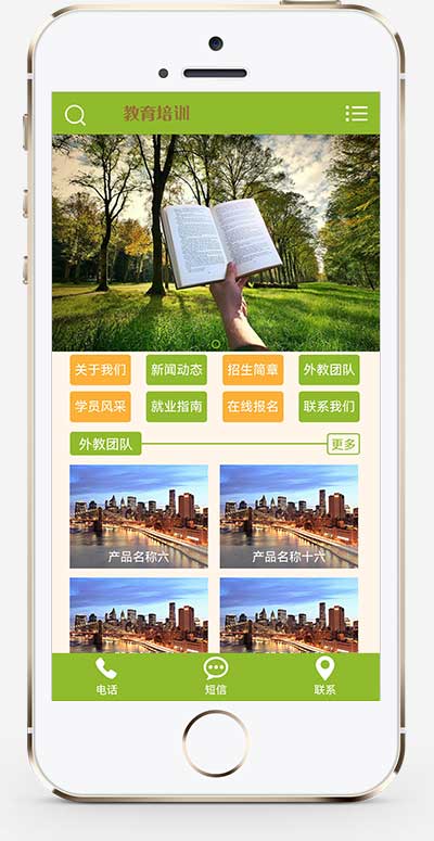 中小学教育培训机构网站 绿色小学学校网站