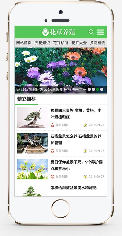 花卉养殖新闻资讯类 绿色花草植物网站